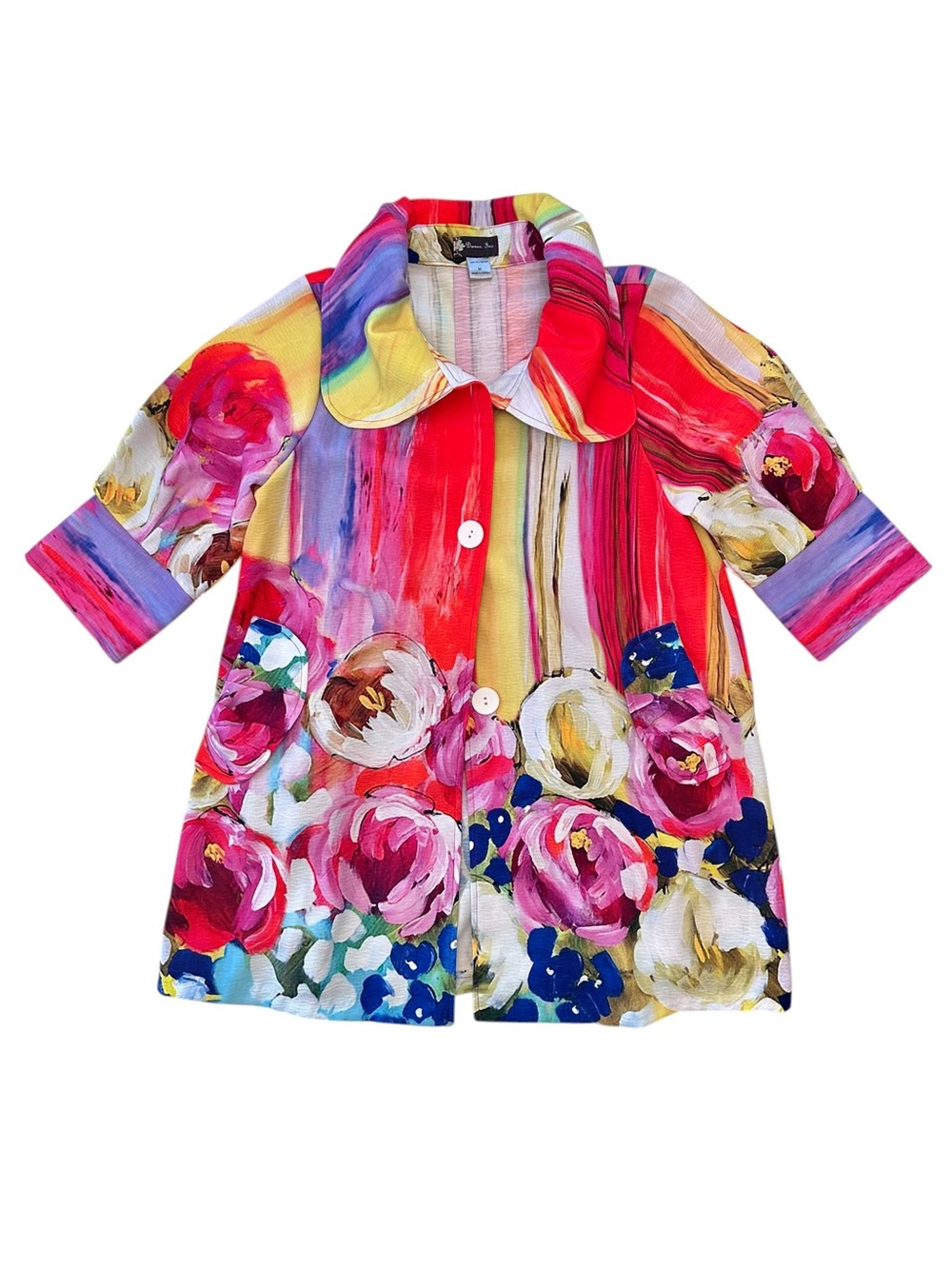 Damee Abstract Floral Swing Coat Medium